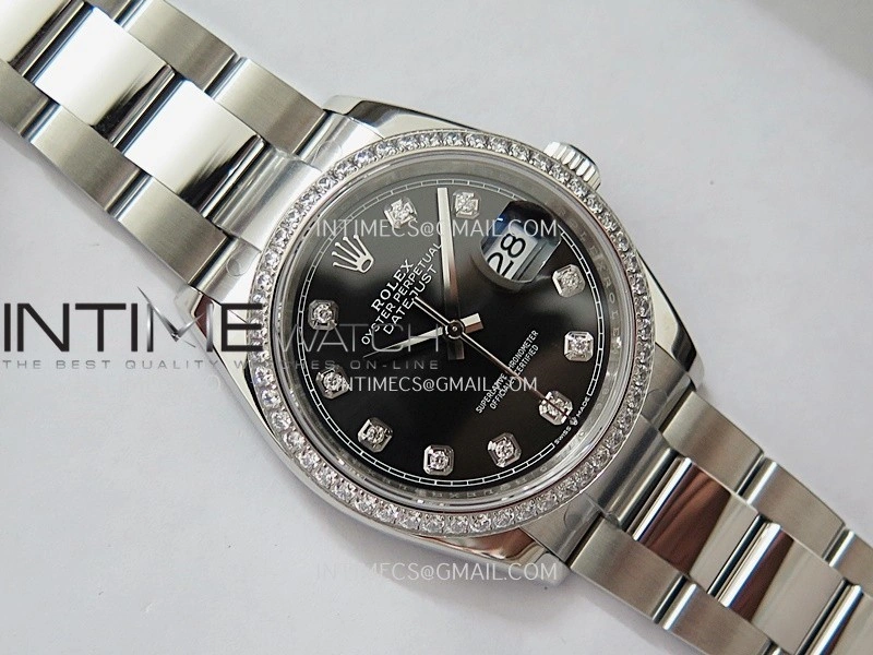 DateJust 126284 Diamond Bezel 904L SS V2 VSF 1:1 Best Edition Black Dial Diamond Marker On Oyster Bracelet DD3235