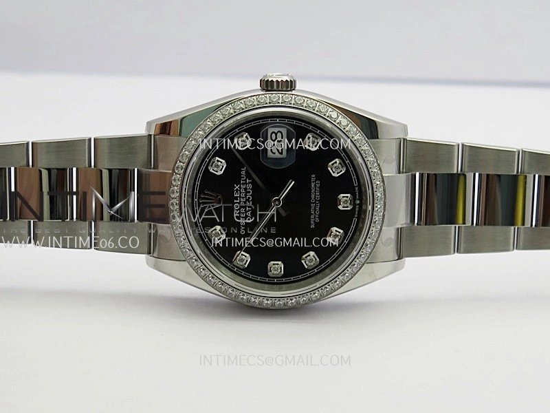 DateJust 126284 Diamond Bezel 904L SS V2 VSF 1:1 Best Edition Black Dial Diamond Marker On Oyster Bracelet DD3235