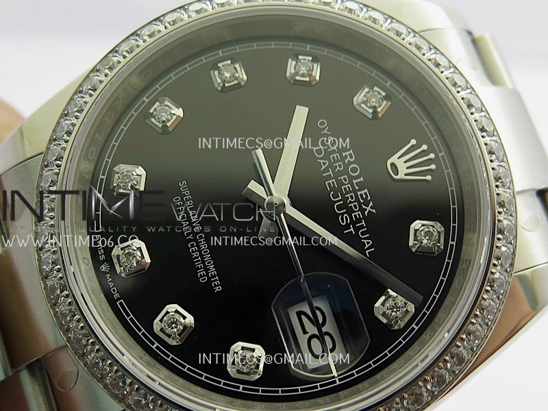 DateJust 126284 Diamond Bezel 904L SS V2 VSF 1:1 Best Edition Black Dial Diamond Marker On Oyster Bracelet DD3235