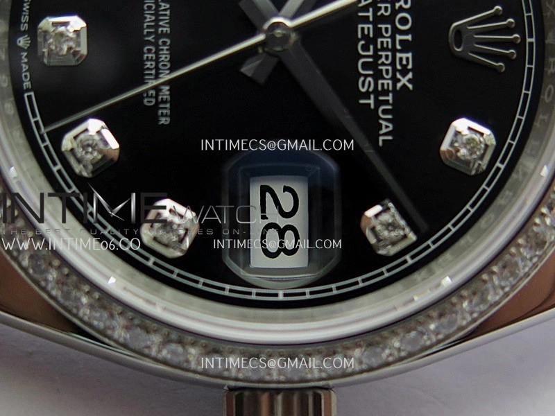 DateJust 126284 Diamond Bezel 904L SS V2 VSF 1:1 Best Edition Black Dial Diamond Marker On Oyster Bracelet DD3235