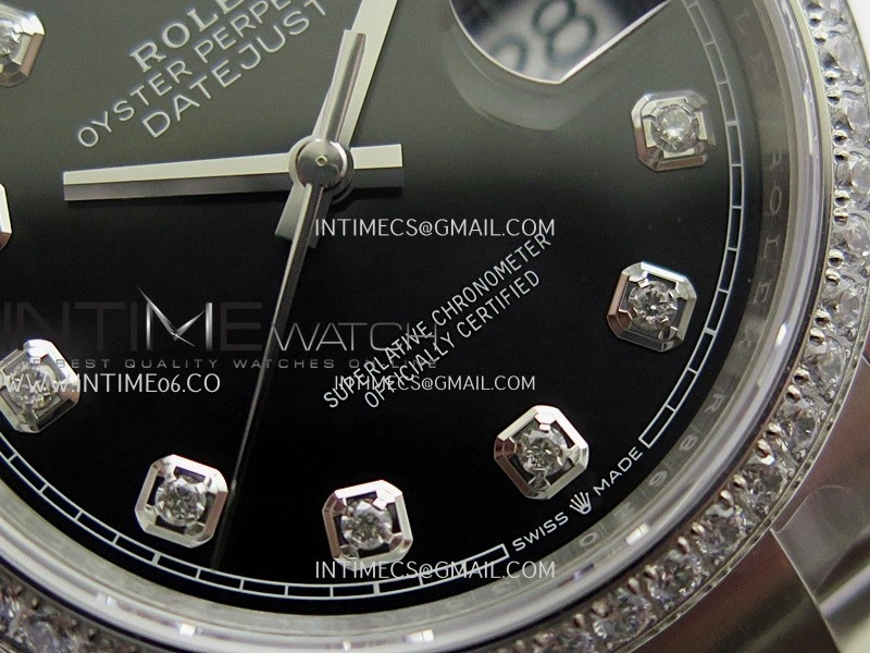 DateJust 126284 Diamond Bezel 904L SS V2 VSF 1:1 Best Edition Black Dial Diamond Marker On Oyster Bracelet DD3235