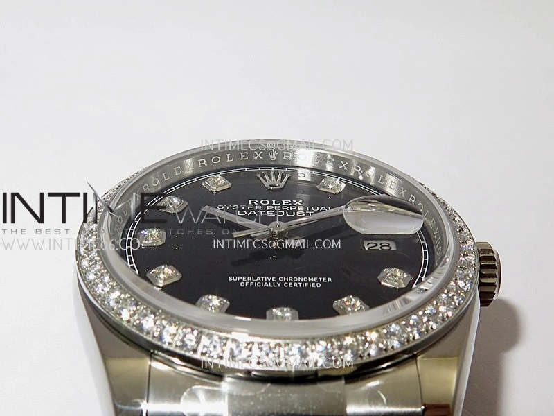 DateJust 126284 Diamond Bezel 904L SS V2 VSF 1:1 Best Edition Black Dial Diamond Marker On Oyster Bracelet DD3235