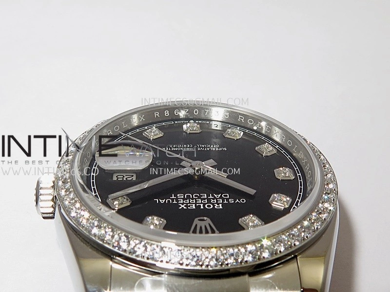 DateJust 126284 Diamond Bezel 904L SS V2 VSF 1:1 Best Edition Black Dial Diamond Marker On Oyster Bracelet DD3235