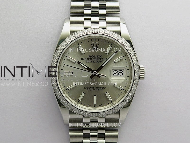 DateJust 126284 Diamond Bezel 904L SS V2 VSF 1:1 Best Edition Silver Dial Stick Marker On Jubilee Bracelet DD3235