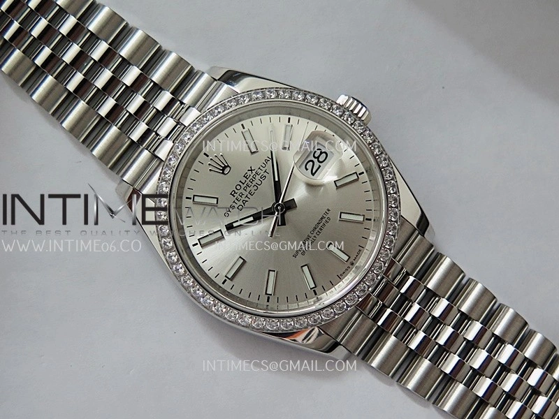 DateJust 126284 Diamond Bezel 904L SS V2 VSF 1:1 Best Edition Silver Dial Stick Marker On Jubilee Bracelet DD3235