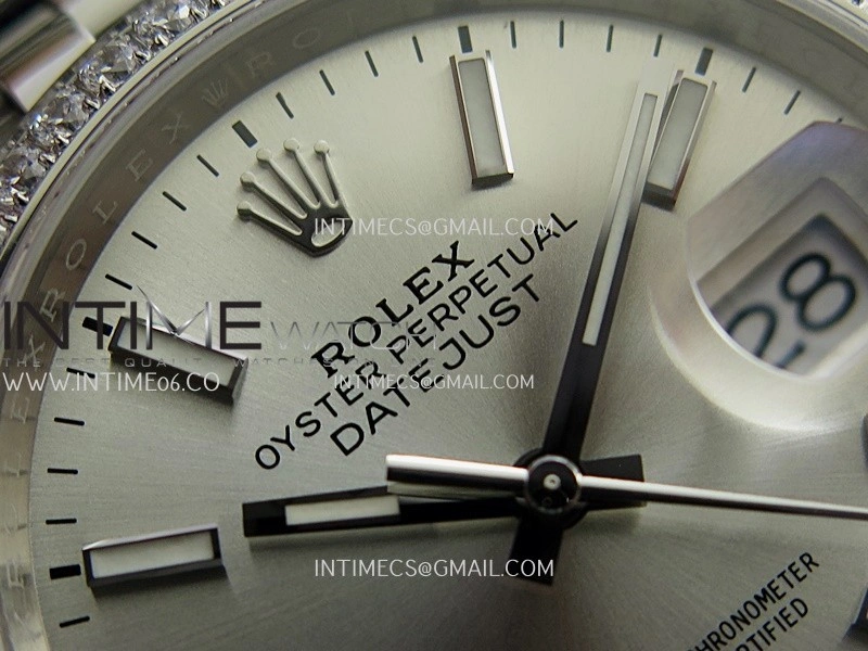 DateJust 126284 Diamond Bezel 904L SS V2 VSF 1:1 Best Edition Silver Dial Stick Marker On Jubilee Bracelet DD3235