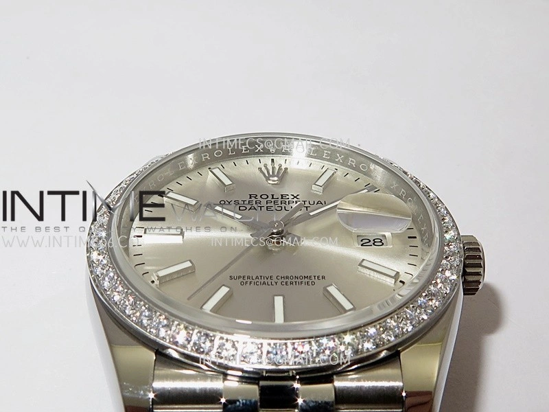 DateJust 126284 Diamond Bezel 904L SS V2 VSF 1:1 Best Edition Silver Dial Stick Marker On Jubilee Bracelet DD3235