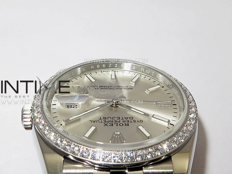 DateJust 126284 Diamond Bezel 904L SS V2 VSF 1:1 Best Edition Silver Dial Stick Marker On Jubilee Bracelet DD3235