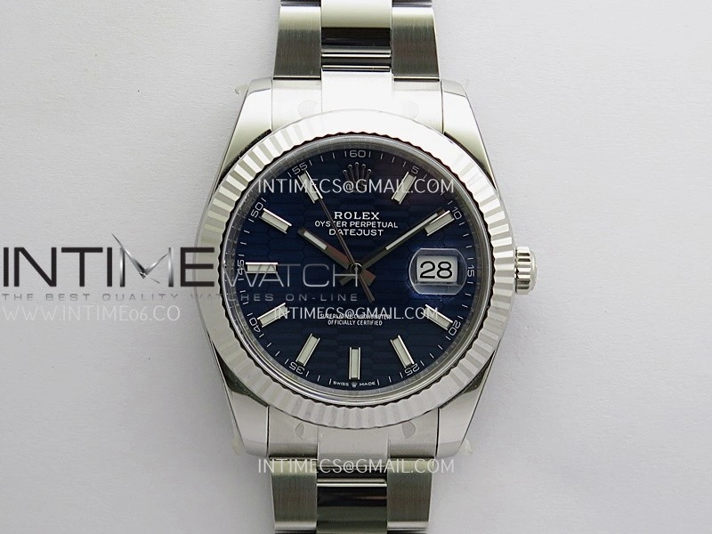 DateJust 41 126334 904L SS VF 1:1 Best Edition Blue Fluted Dial Stick Marker On Oyster Bracelet DD3235