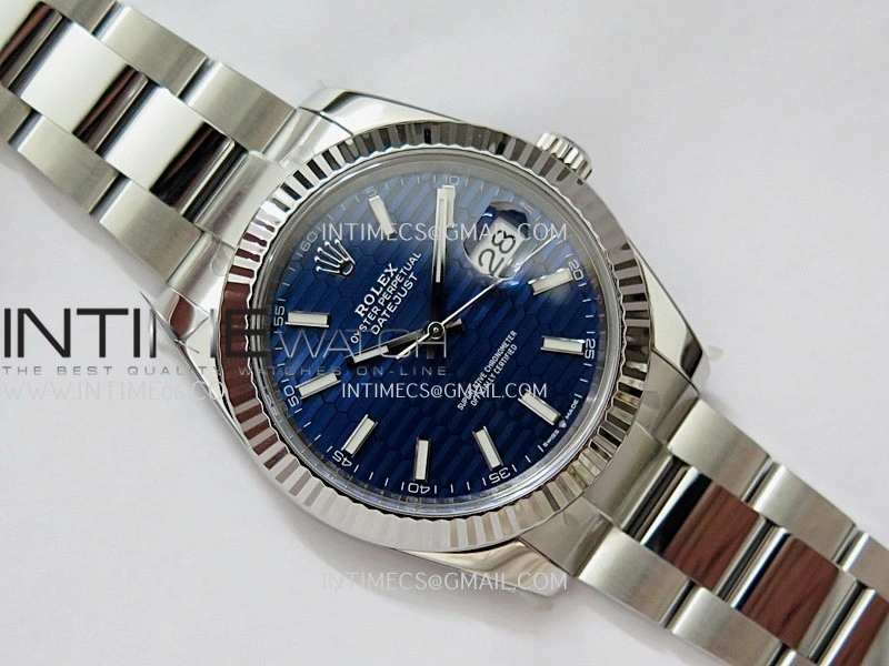 DateJust 41 126334 904L SS VF 1:1 Best Edition Blue Fluted Dial Stick Marker On Oyster Bracelet DD3235