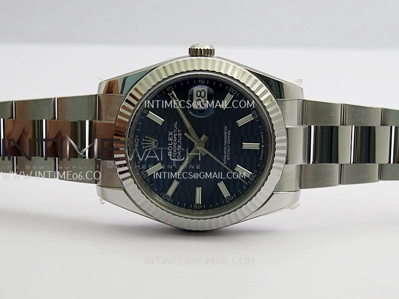 DateJust 41 126334 904L SS VF 1:1 Best Edition Blue Fluted Dial Stick Marker On Oyster Bracelet DD3235