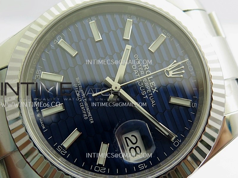 DateJust 41 126334 904L SS VF 1:1 Best Edition Blue Fluted Dial Stick Marker On Oyster Bracelet DD3235