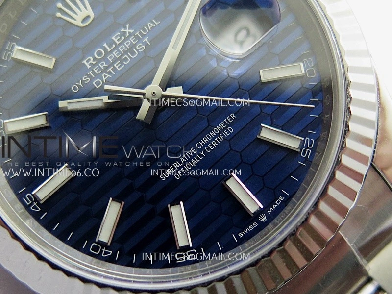 DateJust 41 126334 904L SS VF 1:1 Best Edition Blue Fluted Dial Stick Marker On Oyster Bracelet DD3235