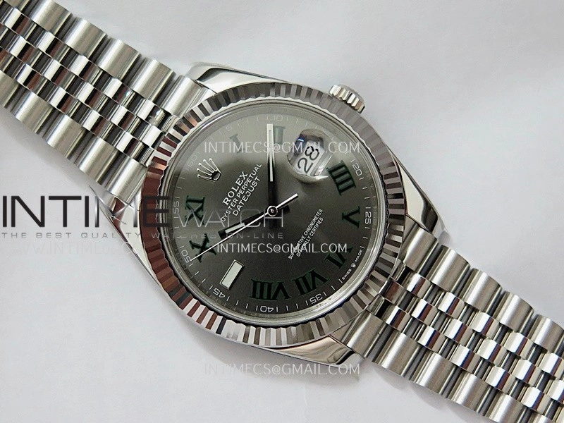 DateJust 41 126334 904L SS VF 1:1 Best Edition Gray Dial Green Roman Marker On Jubilee Bracelet DD3235
