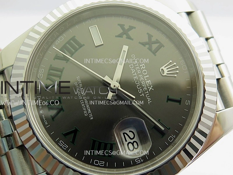 DateJust 41 126334 904L SS VF 1:1 Best Edition Gray Dial Green Roman Marker On Jubilee Bracelet DD3235