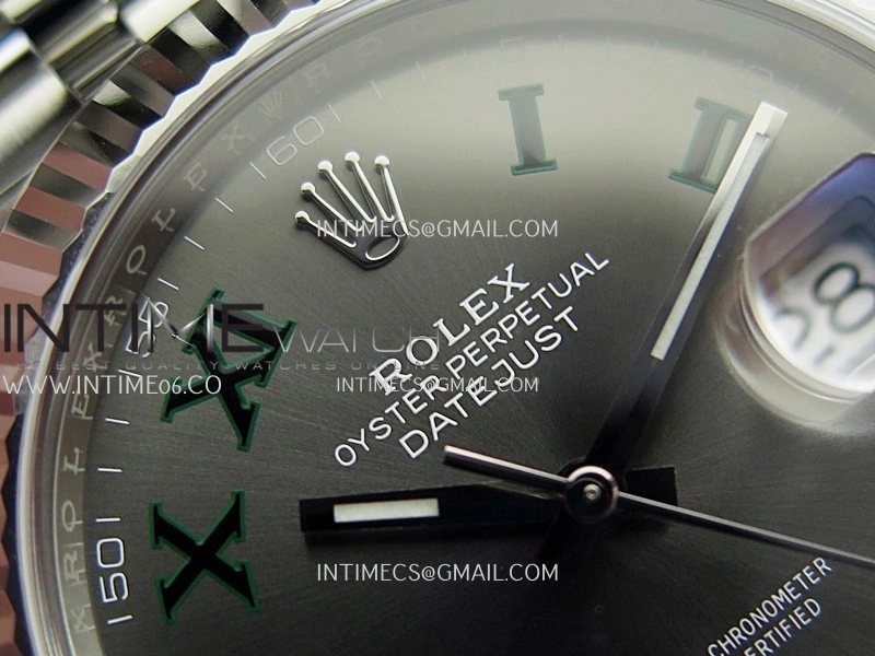 DateJust 41 126334 904L SS VF 1:1 Best Edition Gray Dial Green Roman Marker On Jubilee Bracelet DD3235