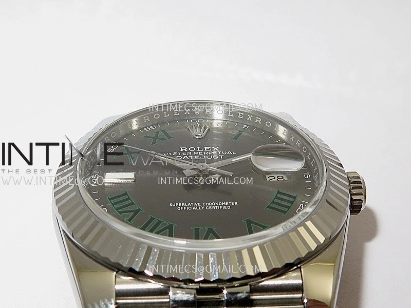 DateJust 41 126334 904L SS VF 1:1 Best Edition Gray Dial Green Roman Marker On Jubilee Bracelet DD3235