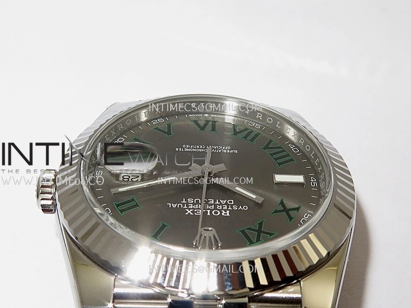 DateJust 41 126334 904L SS VF 1:1 Best Edition Gray Dial Green Roman Marker On Jubilee Bracelet DD3235