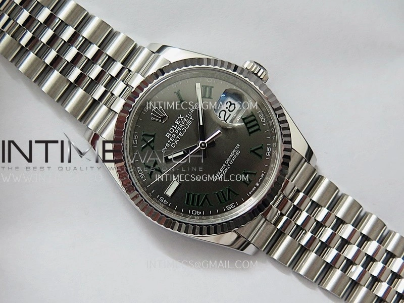 DateJust 36mm 126234 904L SS VF 1:1 Best Edition Gray Dial Green Roman Marker On Jubilee Bracelet DD3235
