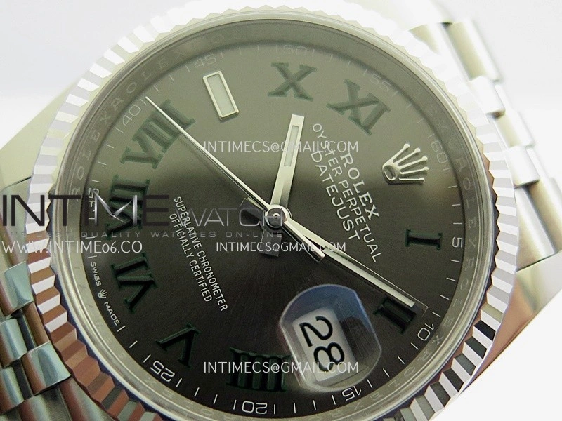 DateJust 36mm 126234 904L SS VF 1:1 Best Edition Gray Dial Green Roman Marker On Jubilee Bracelet DD3235
