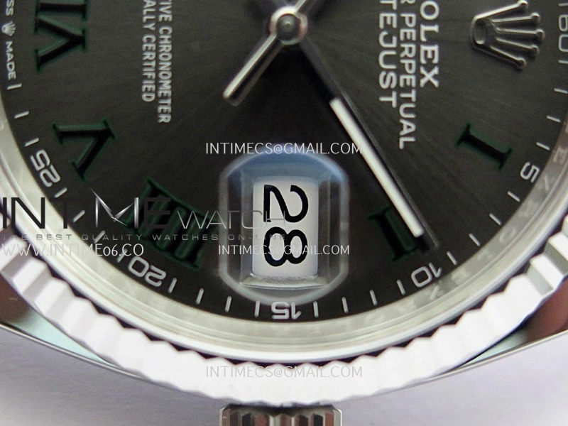 DateJust 36mm 126234 904L SS VF 1:1 Best Edition Gray Dial Green Roman Marker On Jubilee Bracelet DD3235