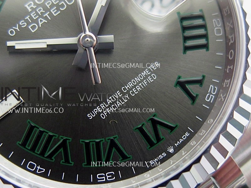 DateJust 36mm 126234 904L SS VF 1:1 Best Edition Gray Dial Green Roman Marker On Jubilee Bracelet DD3235