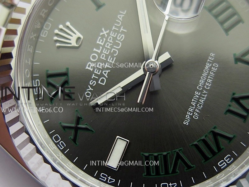 DateJust 36mm 126234 904L SS VF 1:1 Best Edition Gray Dial Green Roman Marker On Jubilee Bracelet DD3235