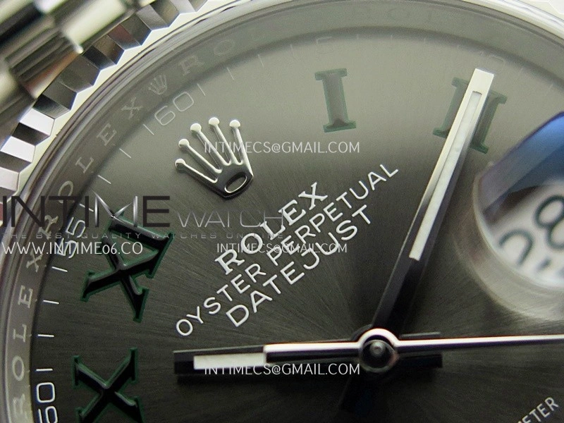 DateJust 36mm 126234 904L SS VF 1:1 Best Edition Gray Dial Green Roman Marker On Jubilee Bracelet DD3235