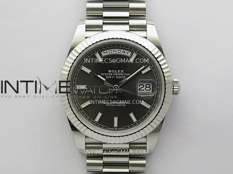 Day Date 228239 40mm 904L SS VSF 1:1 Best Edition Gray Dial Stick Marker On SS President Bracelet DD3255