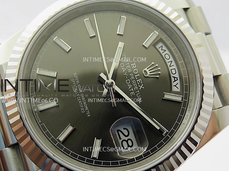 Day Date 228239 40mm 904L SS VSF 1:1 Best Edition Gray Dial Stick Marker On SS President Bracelet DD3255
