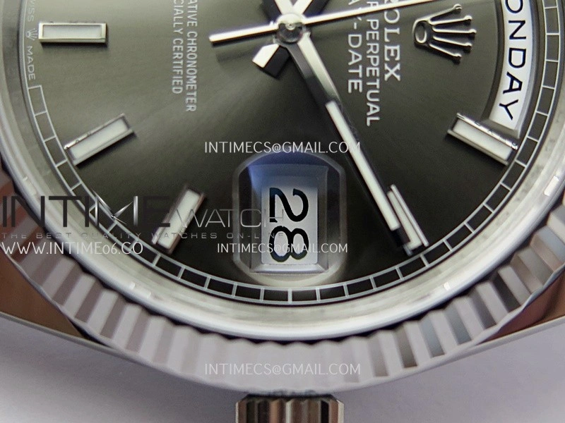 Day Date 228239 40mm 904L SS VSF 1:1 Best Edition Gray Dial Stick Marker On SS President Bracelet DD3255