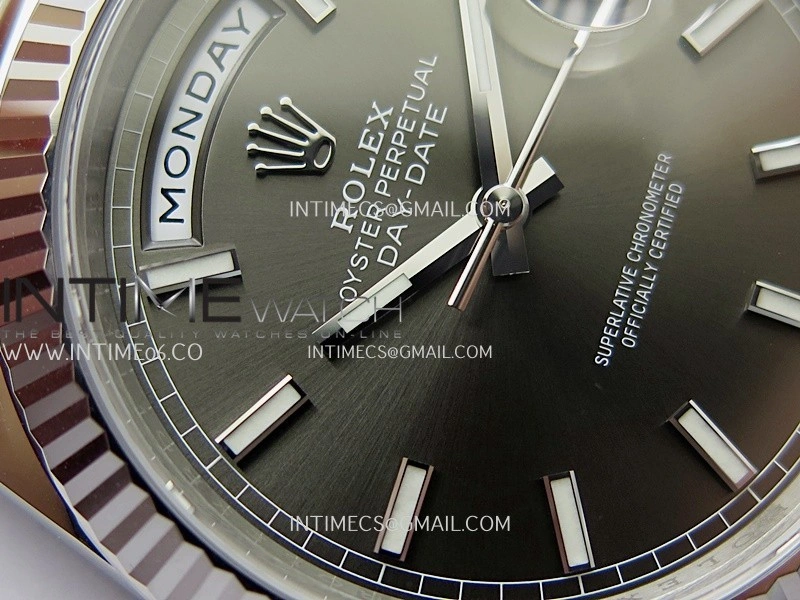 Day Date 228239 40mm 904L SS VSF 1:1 Best Edition Gray Dial Stick Marker On SS President Bracelet DD3255