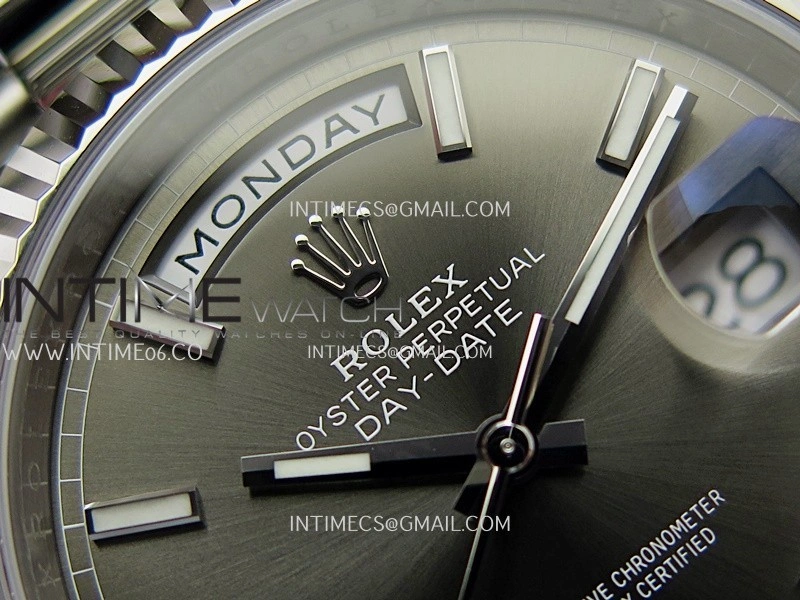 Day Date 228239 40mm 904L SS VSF 1:1 Best Edition Gray Dial Stick Marker On SS President Bracelet DD3255