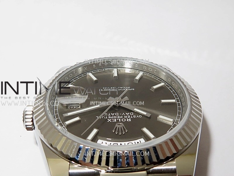 Day Date 228239 40mm 904L SS VSF 1:1 Best Edition Gray Dial Stick Marker On SS President Bracelet DD3255