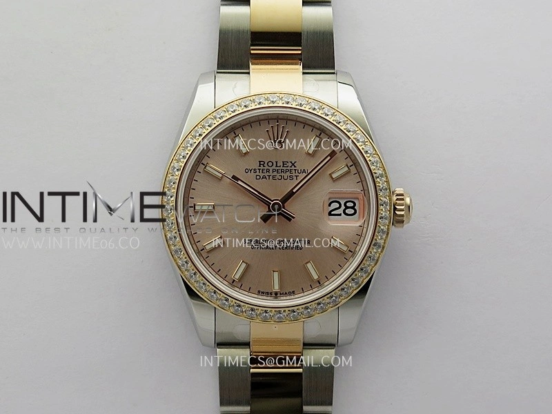 DateJust 31mm 904L SS RG AR+F Best Edition RG Dial Stick Marker On 904L SS RG Oyster Bracelet A2236