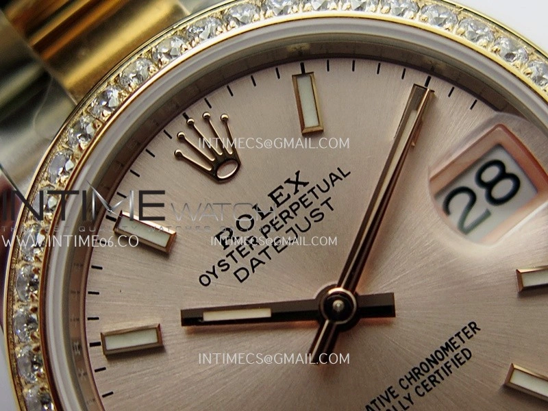DateJust 31mm 904L SS RG AR+F Best Edition RG Dial Stick Marker On 904L SS RG Oyster Bracelet A2236