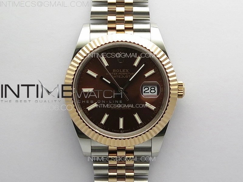DateJust 41 126331 904L SS RG GMF 1:1 Best Edition Rrown Dial Sticks Markers On Jubilee Bracelet VR3235