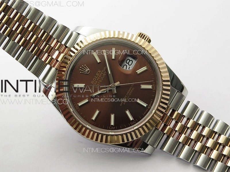 DateJust 41 126331 904L SS RG GMF 1:1 Best Edition Rrown Dial Sticks Markers On Jubilee Bracelet VR3235
