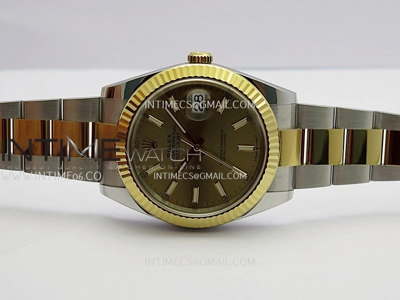 DateJust 41 126333 904L SS YG VF 1:1 Best Edition Gold Dial Stick Marker On SS YG Oyster Bracelet DD3235