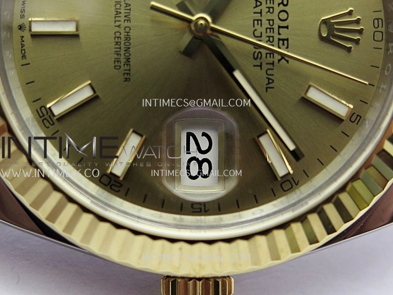 DateJust 41 126333 904L SS YG VF 1:1 Best Edition Gold Dial Stick Marker On SS YG Oyster Bracelet DD3235