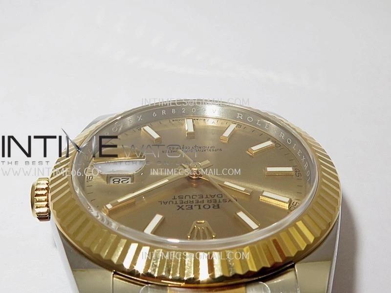 DateJust 41 126333 904L SS YG VF 1:1 Best Edition Gold Dial Stick Marker On SS YG Oyster Bracelet DD3235