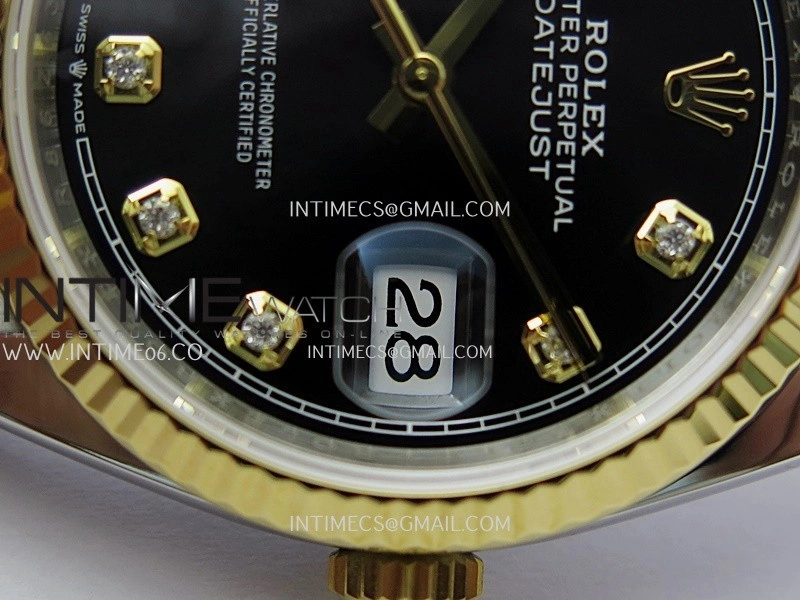DateJust 126233 36mm 904L SS YG VSF 1:1 Best Edition Black Dial Diamond Marker On Jubilee Bracelet VS3235
