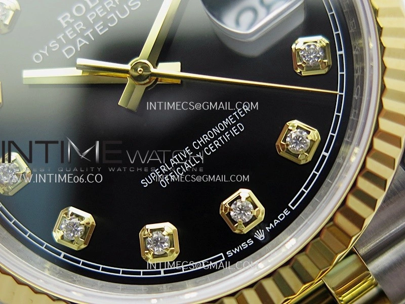DateJust 126233 36mm 904L SS YG VSF 1:1 Best Edition Black Dial Diamond Marker On Jubilee Bracelet VS3235
