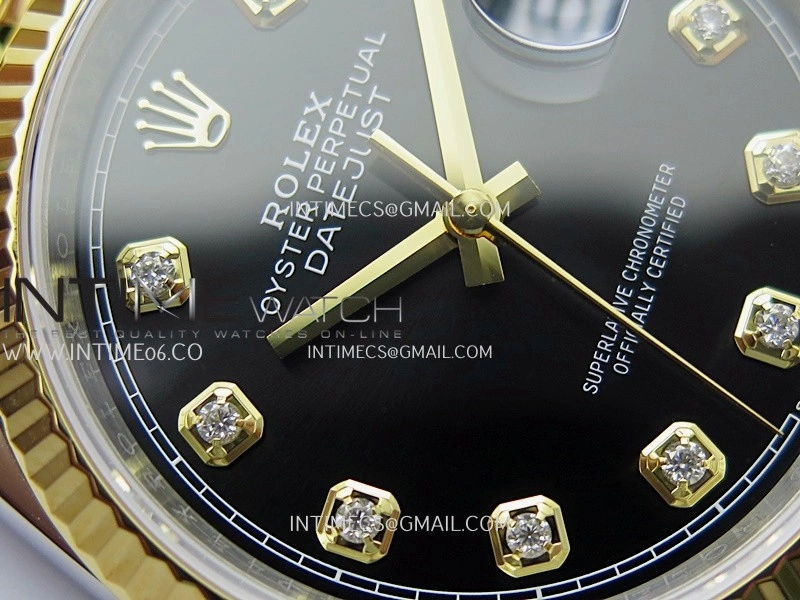 DateJust 126233 36mm 904L SS YG VSF 1:1 Best Edition Black Dial Diamond Marker On Jubilee Bracelet VS3235