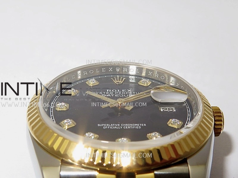 DateJust 126233 36mm 904L SS YG VSF 1:1 Best Edition Black Dial Diamond Marker On Jubilee Bracelet VS3235