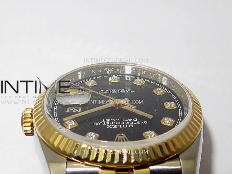 DateJust 126233 36mm 904L SS YG VSF 1:1 Best Edition Black Dial Diamond Marker On Jubilee Bracelet VS3235