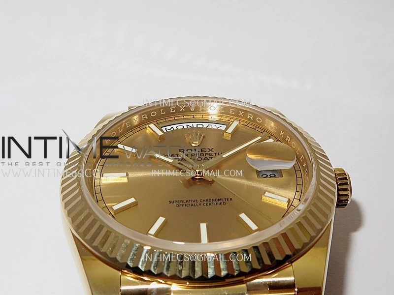 Day Date 228238 40mm 904L YG VSF 1:1 Best Edition Gold Dial Stick Marker On YG President Bracelet DD3255
