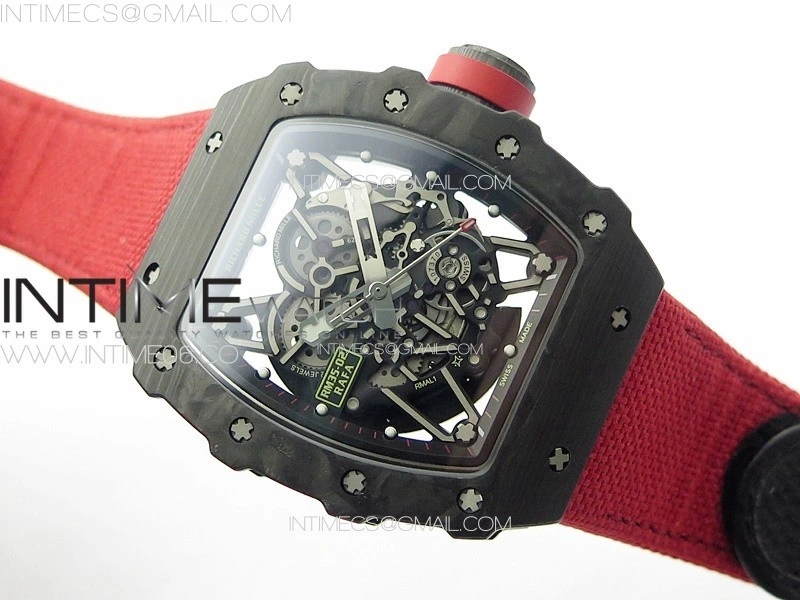 RM035-02 Forged Carbon Case KUF Best Edition Red Crown on Red Nylon Strap MIYOTA8215
