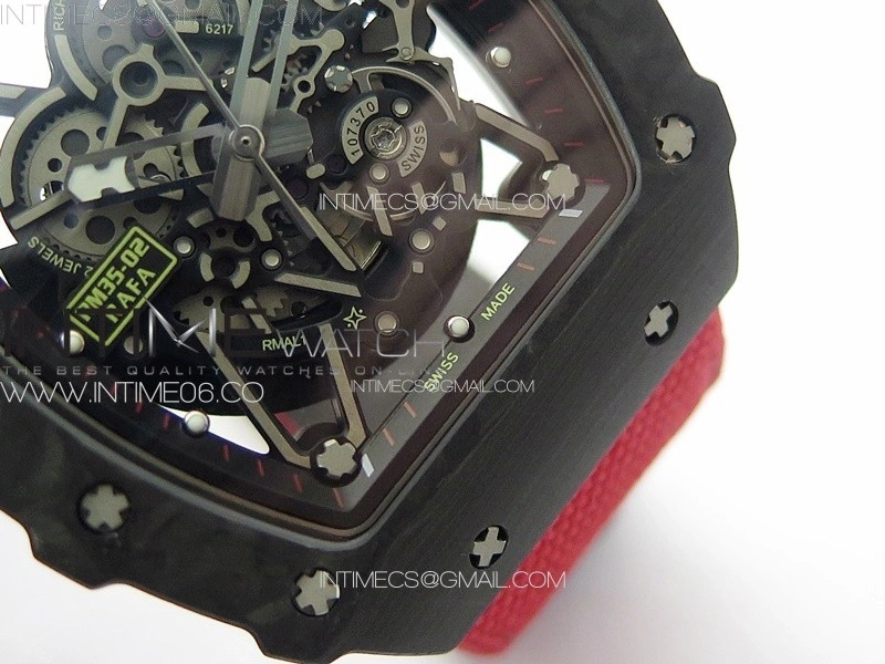 RM035-02 Forged Carbon Case KUF Best Edition Red Crown on Red Nylon Strap MIYOTA8215