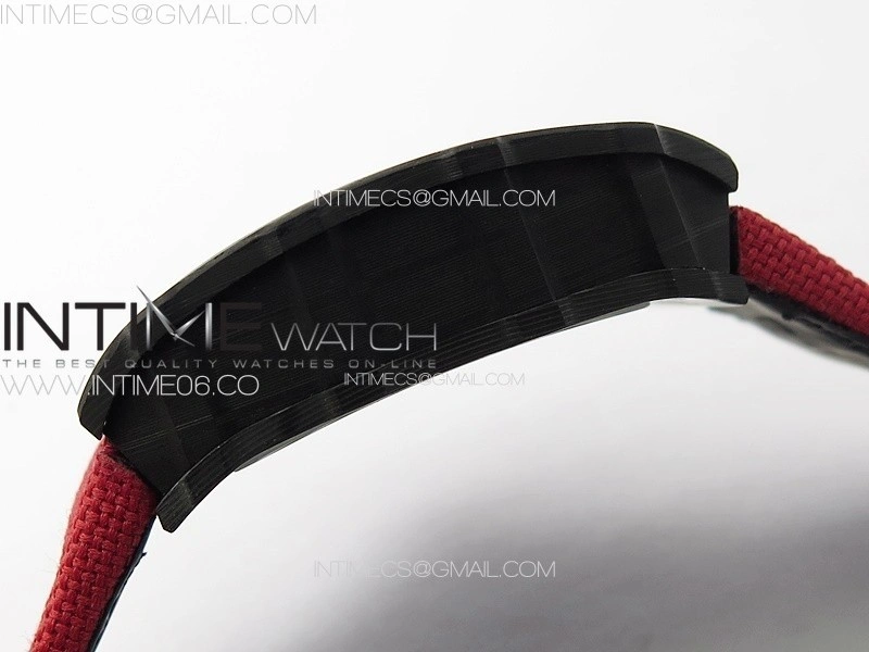 RM035-02 Forged Carbon Case KUF Best Edition Red Crown on Red Nylon Strap MIYOTA8215